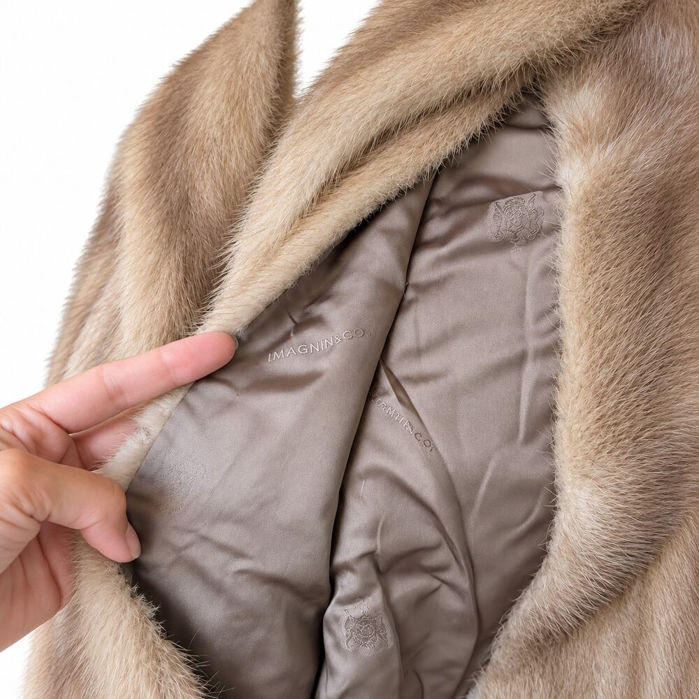 Vintage I. Magnin Genuine Mink Fur Capelet Jacket Cool Beige - Picture 6 of 12